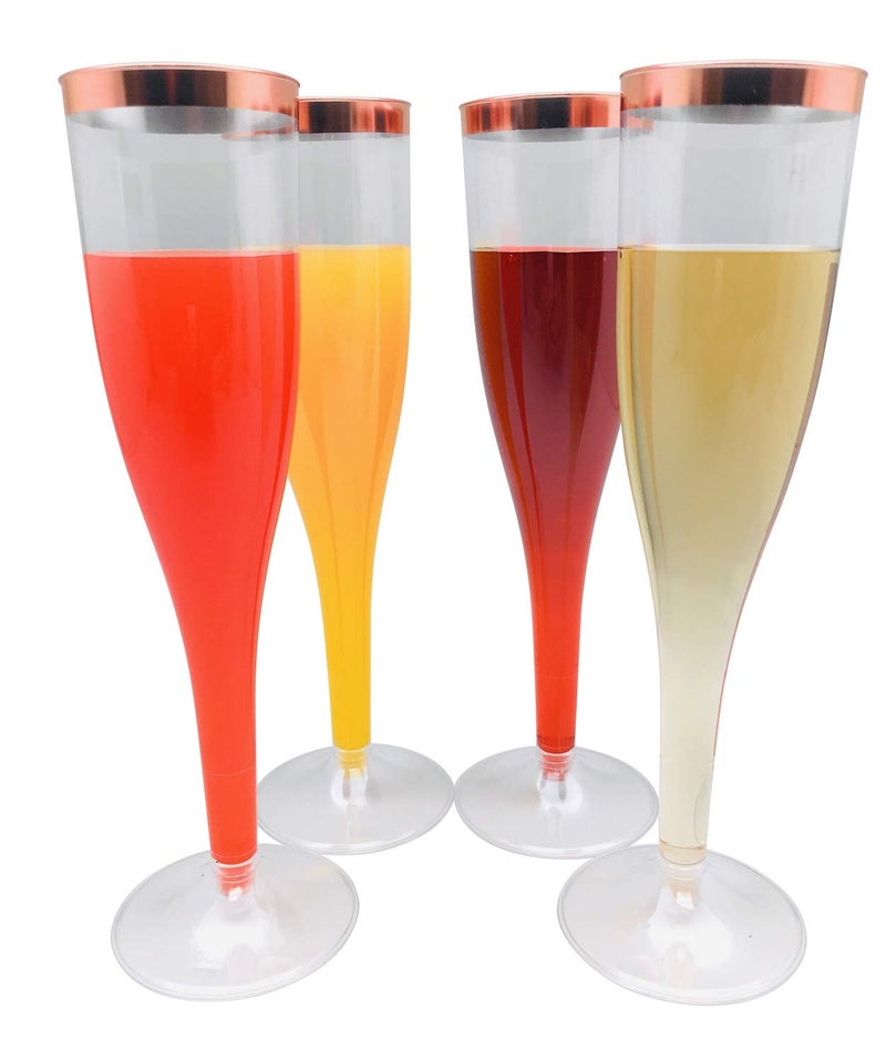 Oojami 30pc Clear Plastic With Rose Gold Glitter Classicware Glass Like Champagne Wedding Parties Toasting Flutes - Image 4